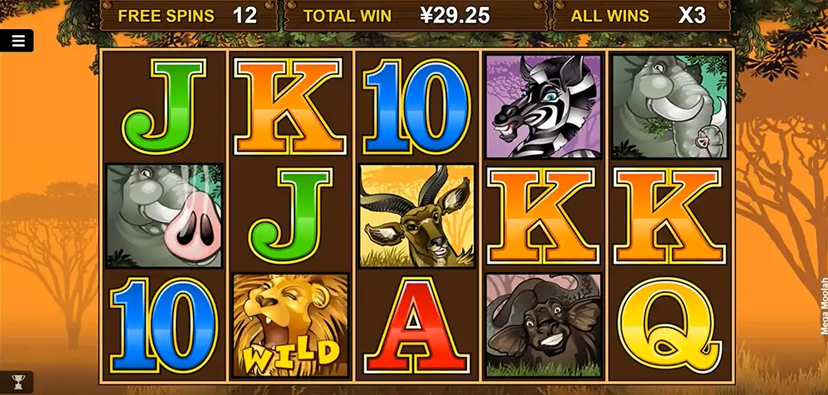 Design and visuals of the Mega Moolah slot